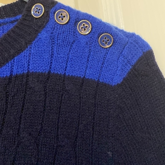 Talbots Lambswool nautical striped, cable knit sweater in small petite - Picture 3 of 5